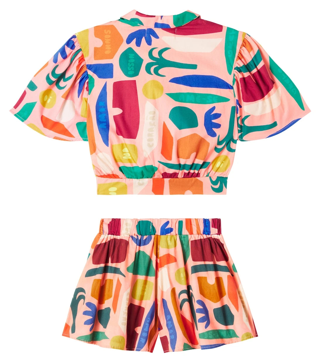 Fábula - Printed cotton crop shirt and shorts set