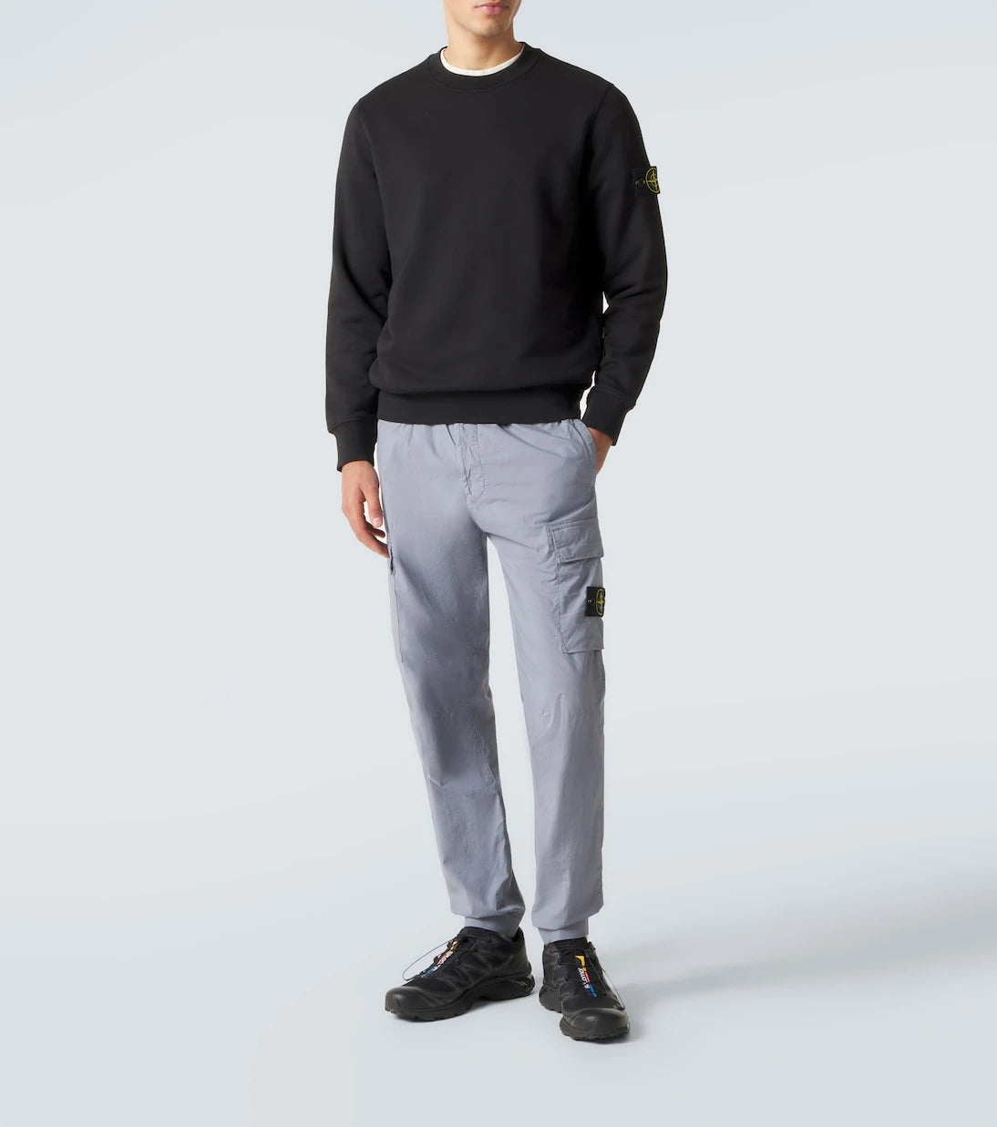 Stone Island - سويت شيرت قطني بقلنسوة بوصلة