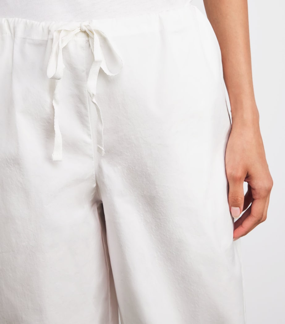 Cotton Poplin Wide-Leg Trousers