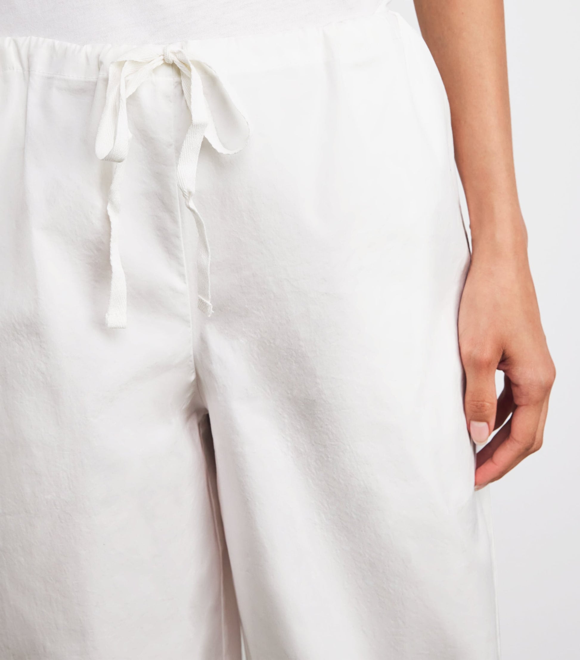 Skims White Cotton Poplin Wide-Leg Trousers