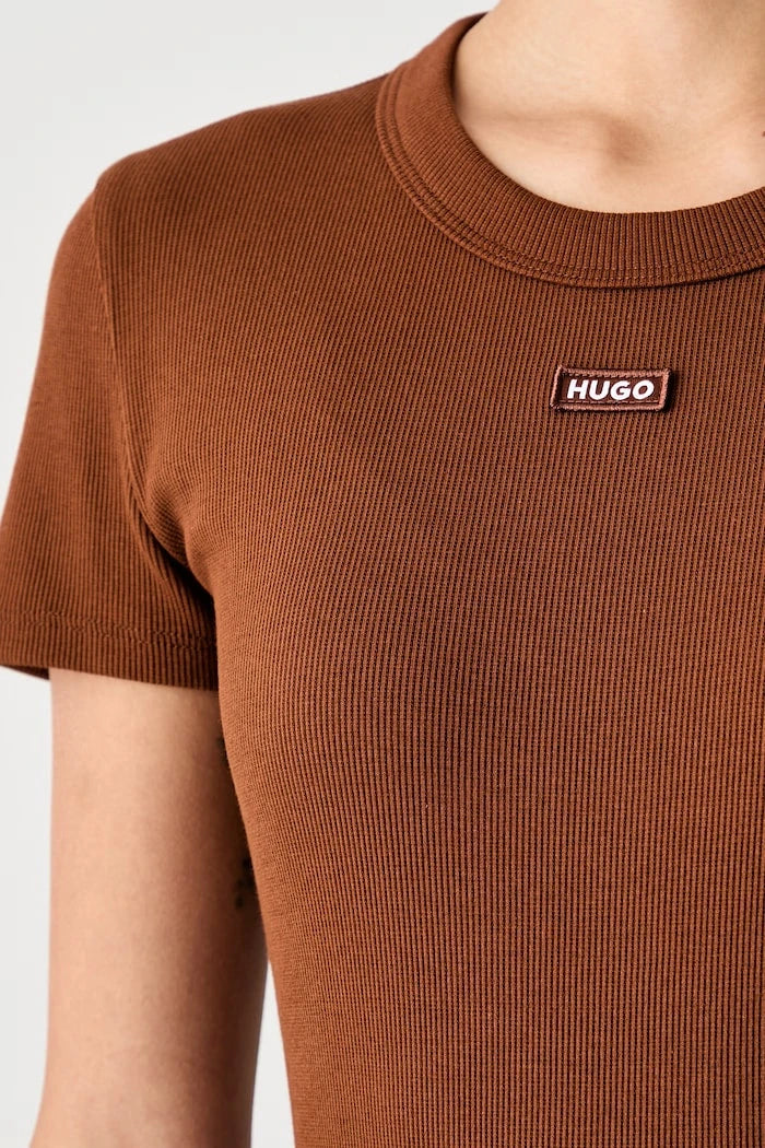 HUGO Blue pamuk ve elastan karışımlı kadın tişört Easy Tee_B