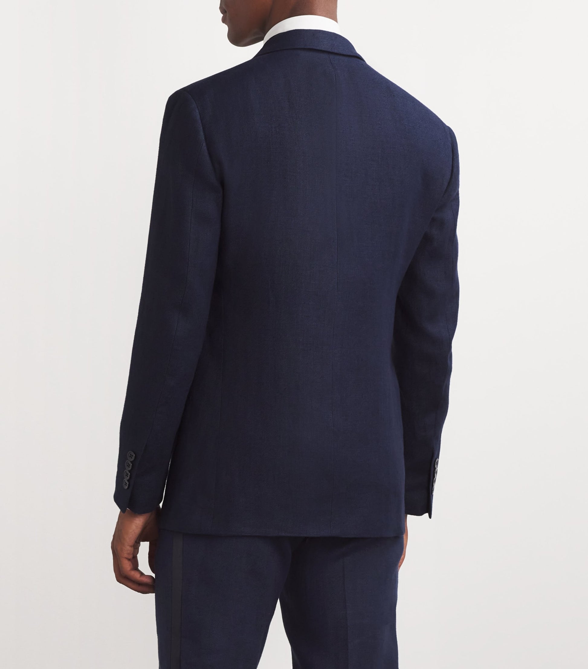 Navy Linen Tuxedo Jacket