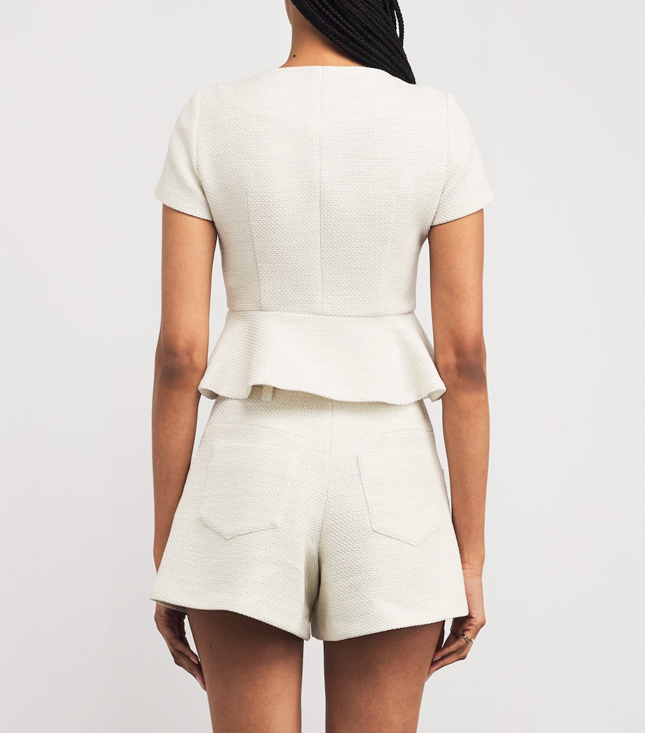 Maje White Tweed Peplum Top