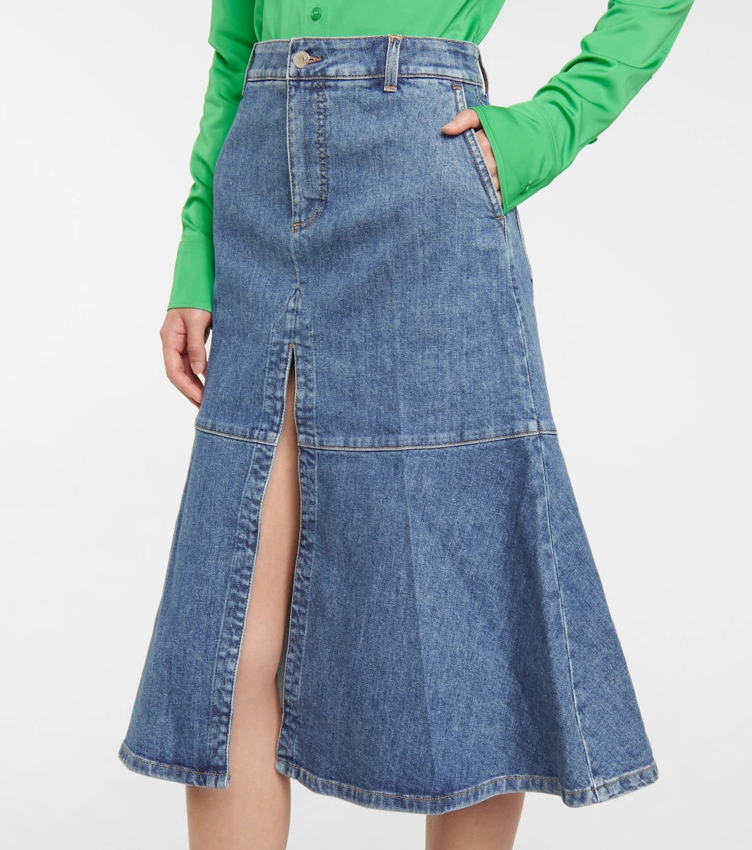 Stella McCartney - Flared denim midi skirt