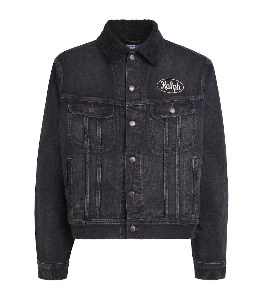Black Logo Trucker Denim Jacket