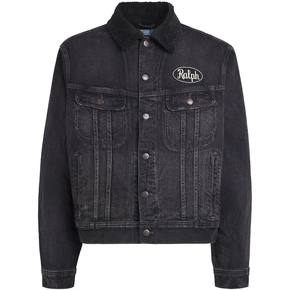 Black Logo Trucker Denim Jacket