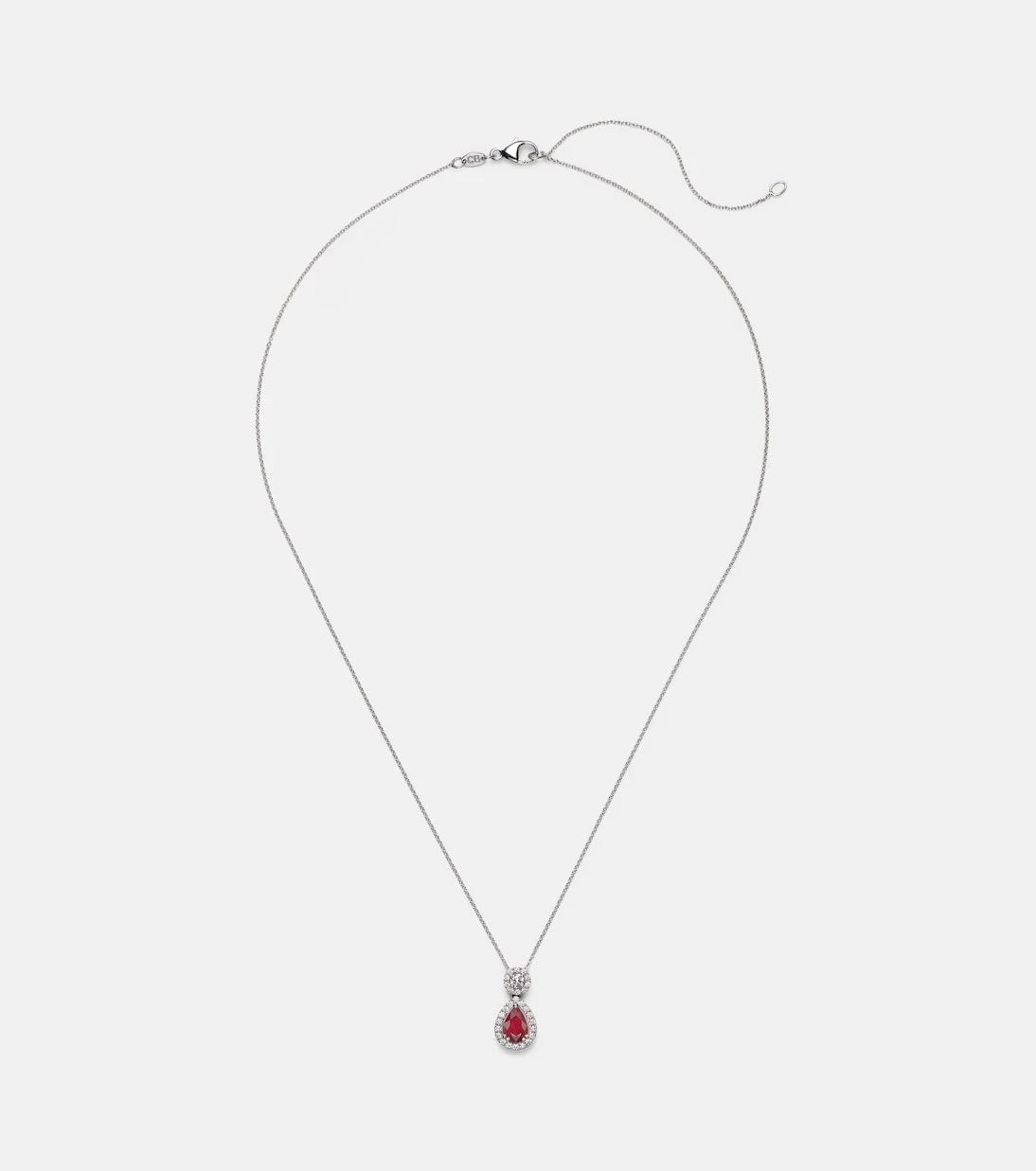 Bucherer Fine Jewellery - Classics 18kt white gold pendant necklace with ruby