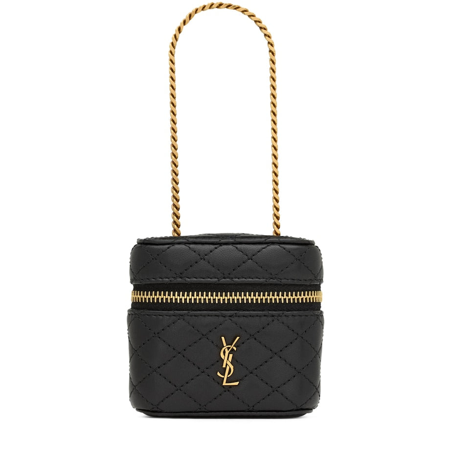 Black Micro Gabby Quilted Vanity Bag