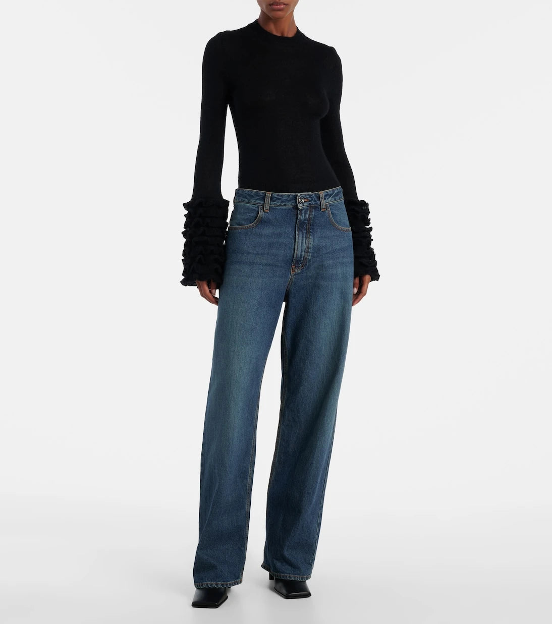 Alaïa - Ruffled sheer mohair-blend top