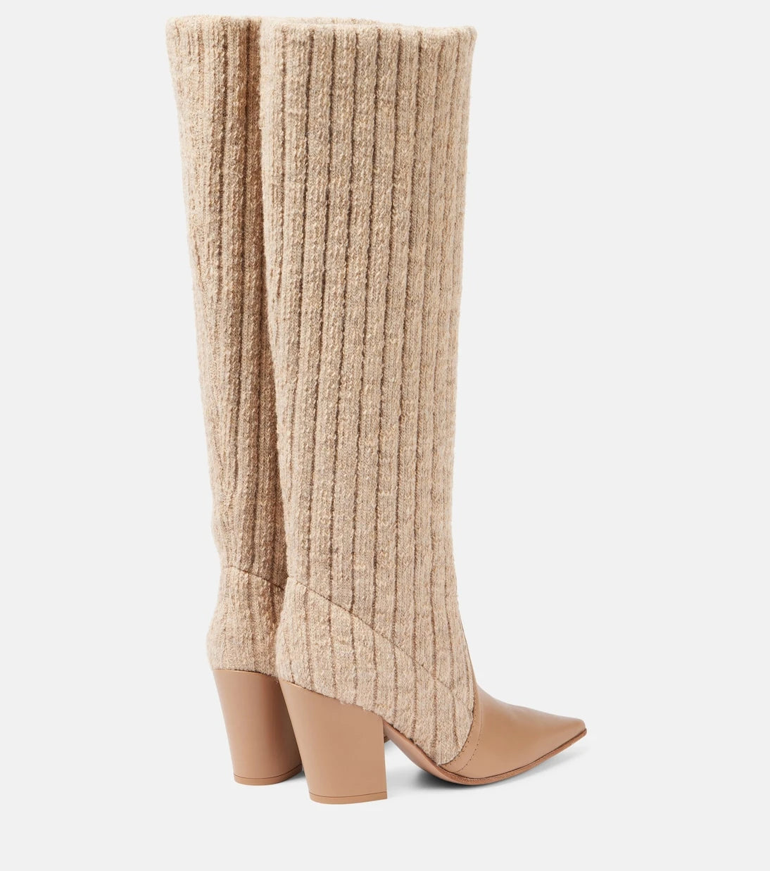 Gianvito Rossi - Leather-trimmed knee-high boots