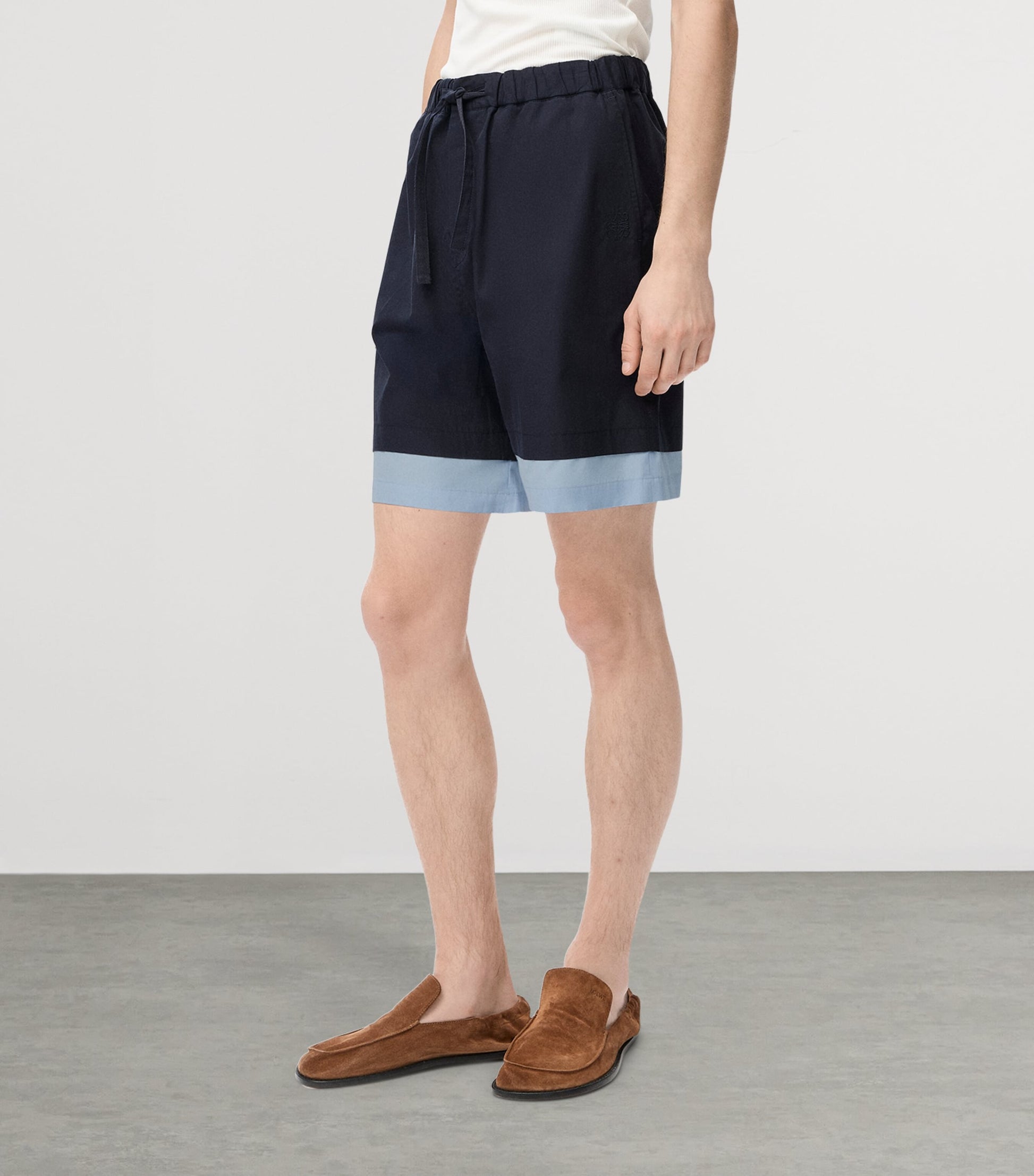 Cotton-Blend Two-Tone Shorts