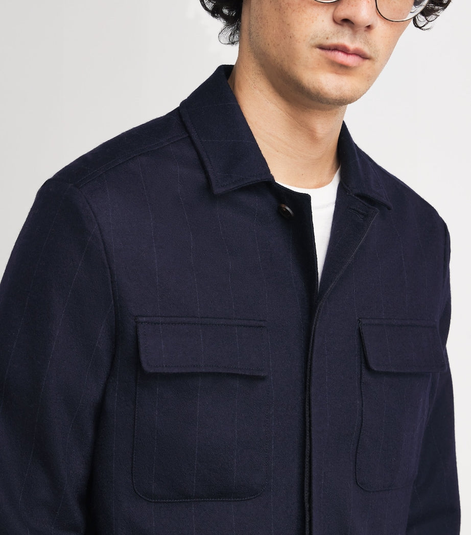 Blue Wool Stripe Overshirt