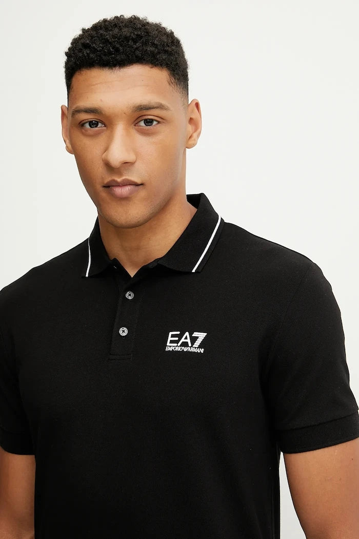 EA7 Emporio Armani erkek pamuklu elastan yakalı tişört