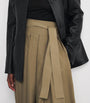 Beige Cotton Pleated Maxi Skirt