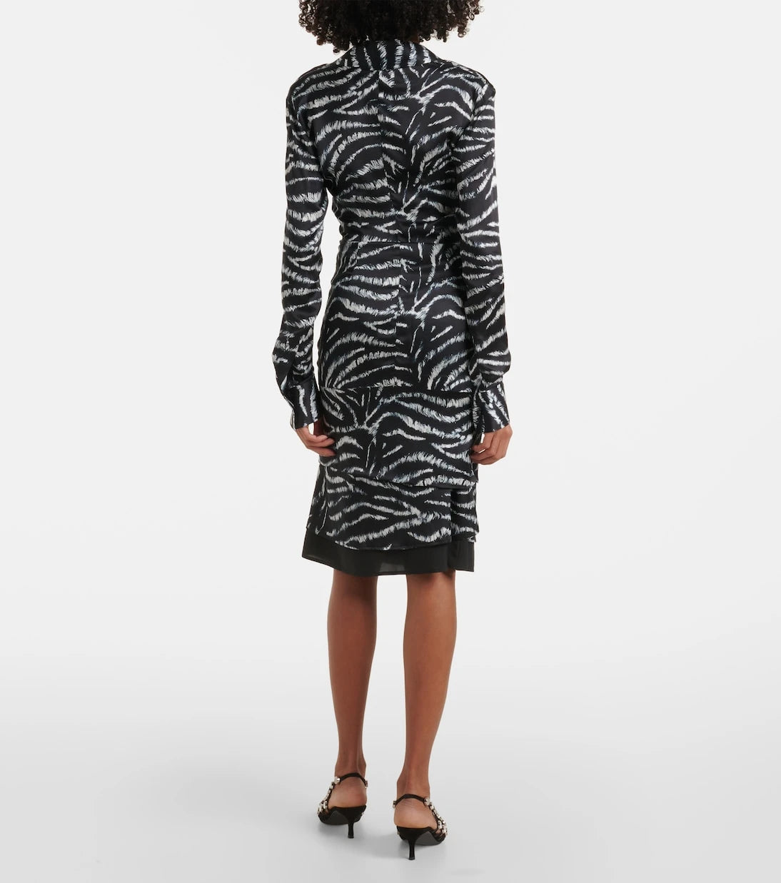 The Attico - Zebra-print satin midi skirt
