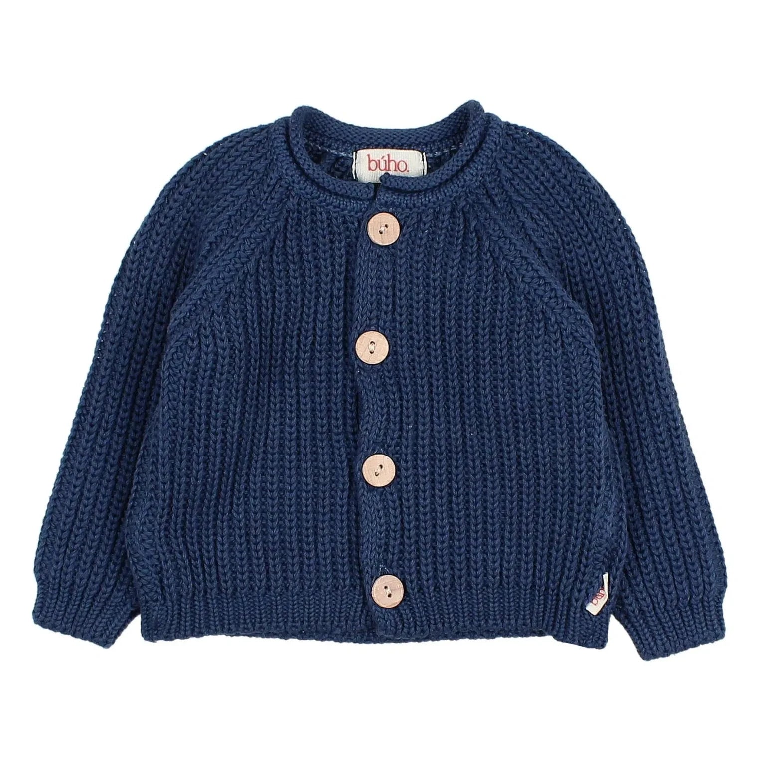 Búho - Côtes Perlées Organic Cotton Cardigan | Navy blue