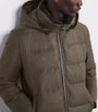 Brown Wool-Silk Green Storm System Mink-Trim Puffer Jacket