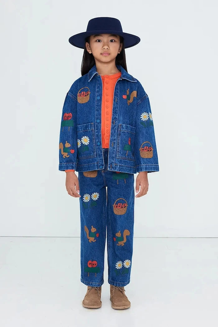 Pamuktan çocuk denim ceketi TINY APPLES JACKET