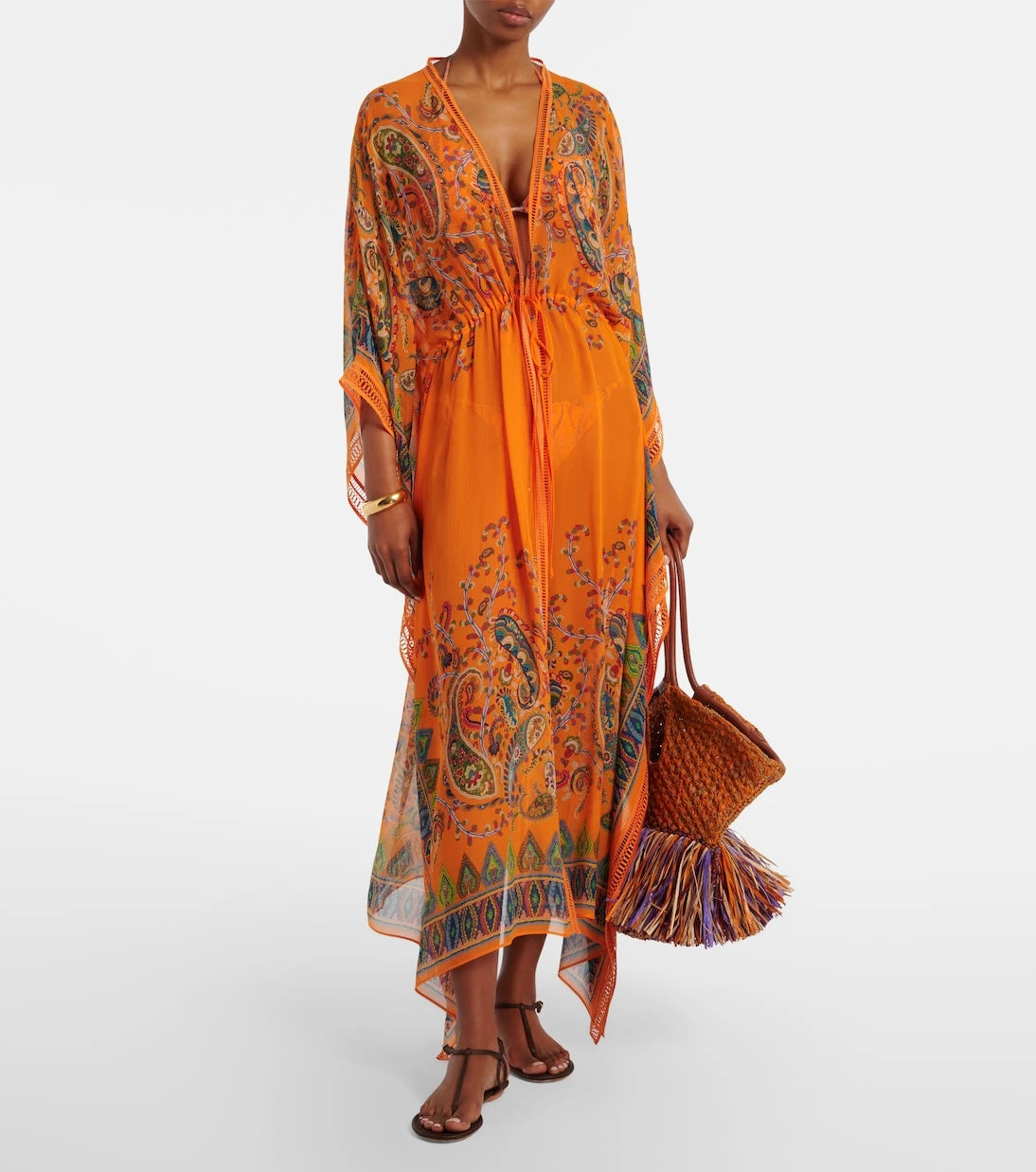 Etro - Embroidered semi-sheer beach cover-up