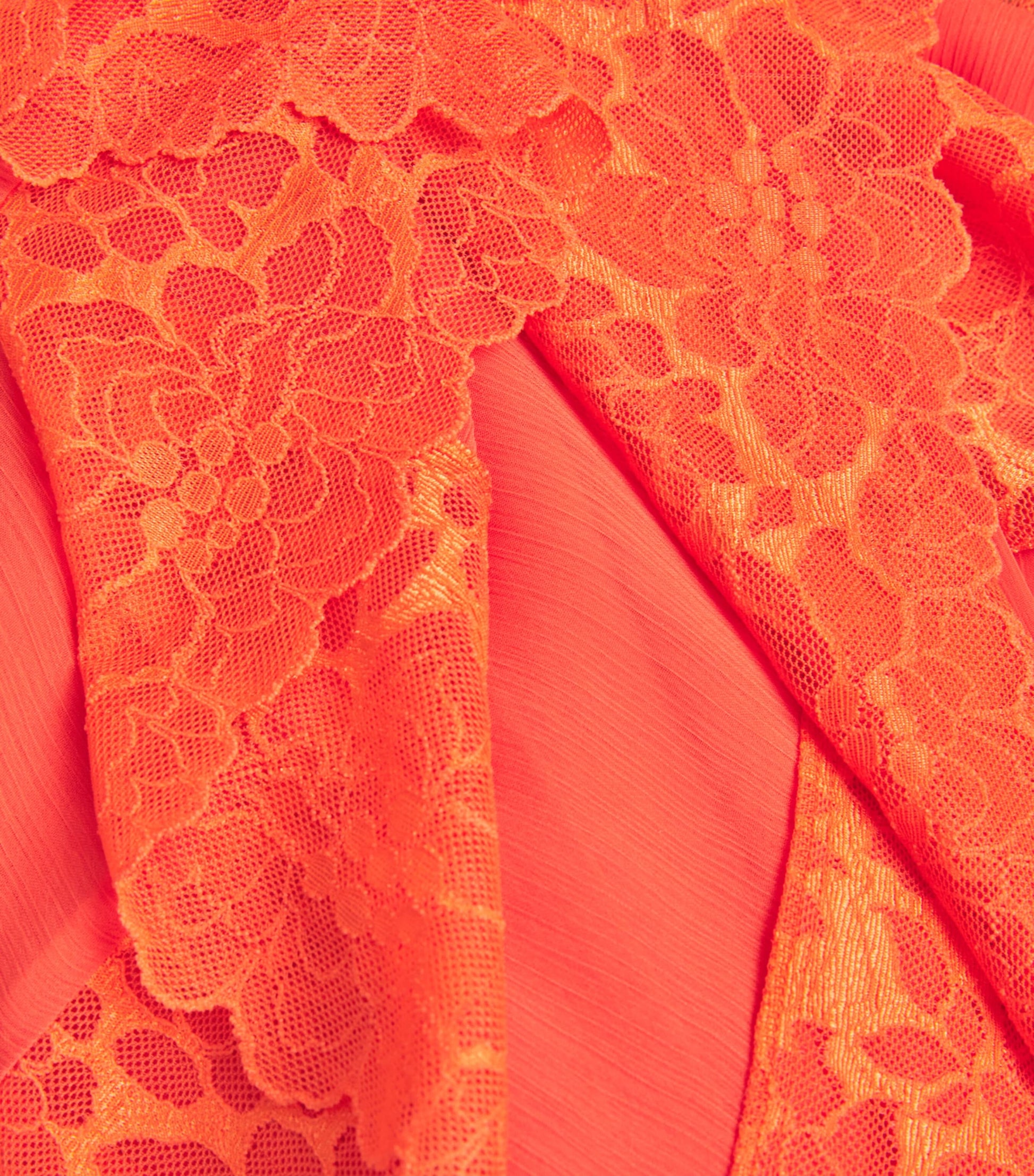 Bocan Orange Silk Chiffon Long Robe
