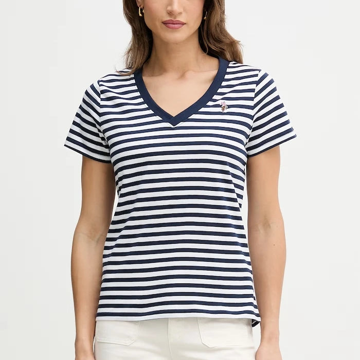 Памучна тениска U.S. Polo Assn. STRIPE V-NECK