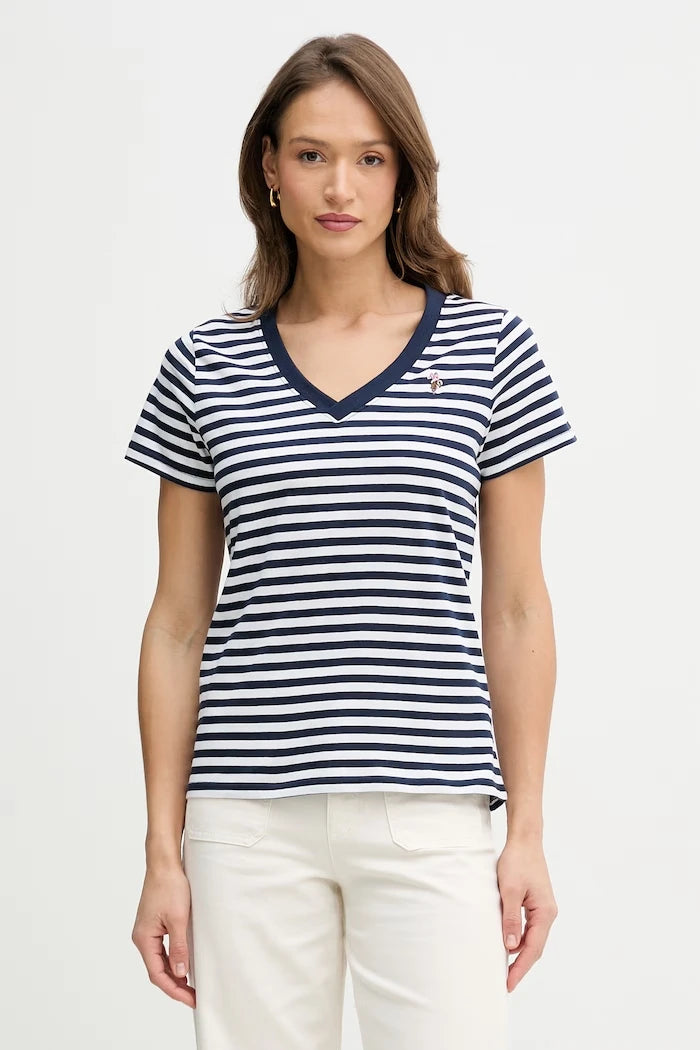 Памучна тениска U.S. Polo Assn. STRIPE V-NECK