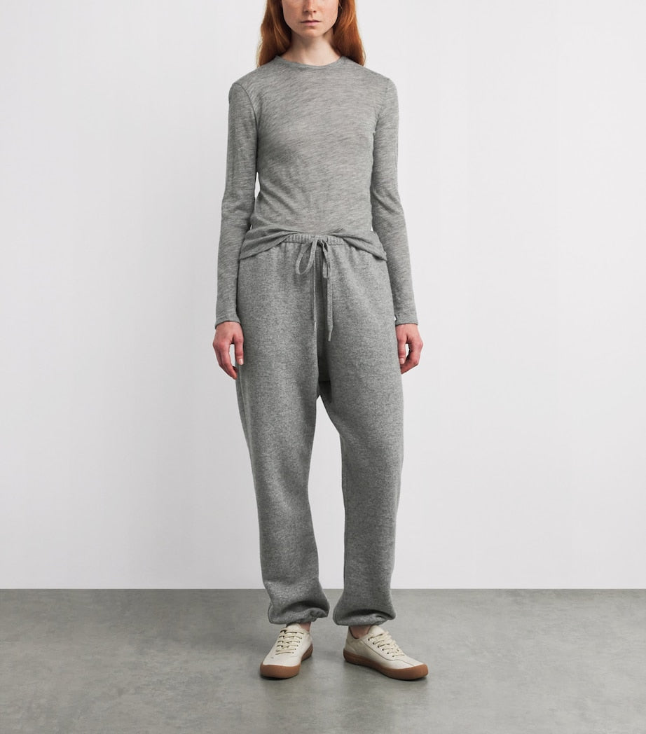 The Row Grey Inverness Cashmere Long-Sleeve T-Shirt