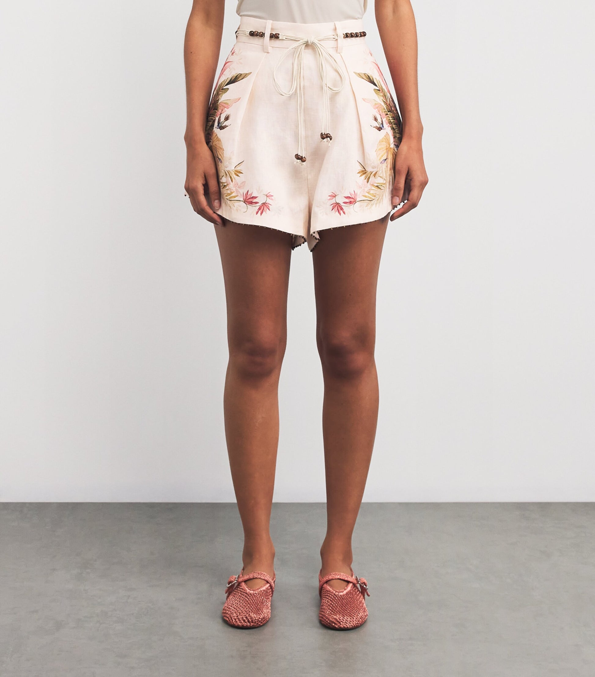 White Linen Palm Ascension Shorts