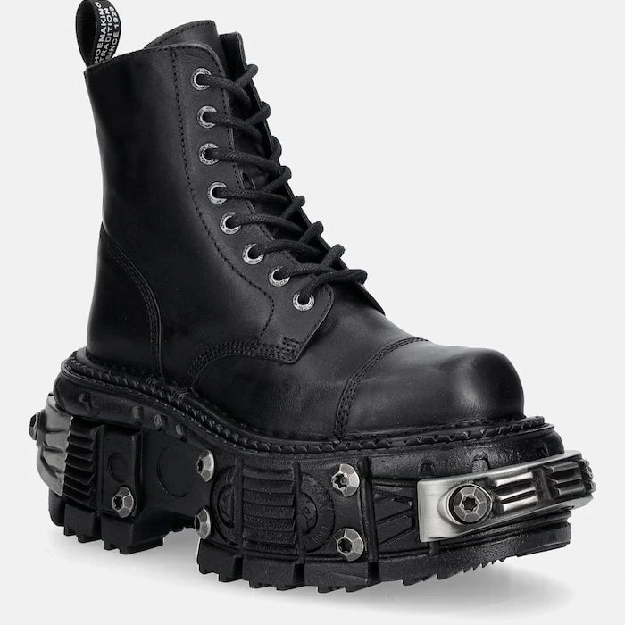 New Rock CRUST NEGRO IMPERFECT TANK kadın deri platform bot
