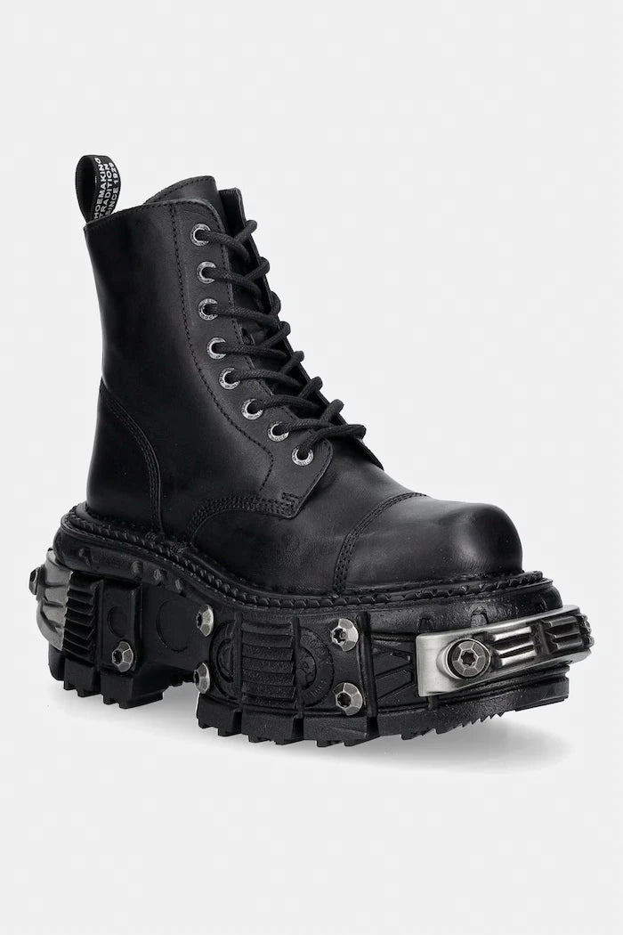 New Rock CRUST NEGRO IMPERFECT TANK kadın deri platform bot