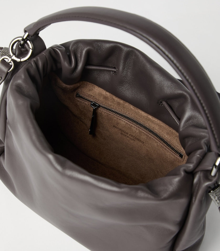 Brunello Cucinelli Brown Small Leather Mellow Bucket Bag