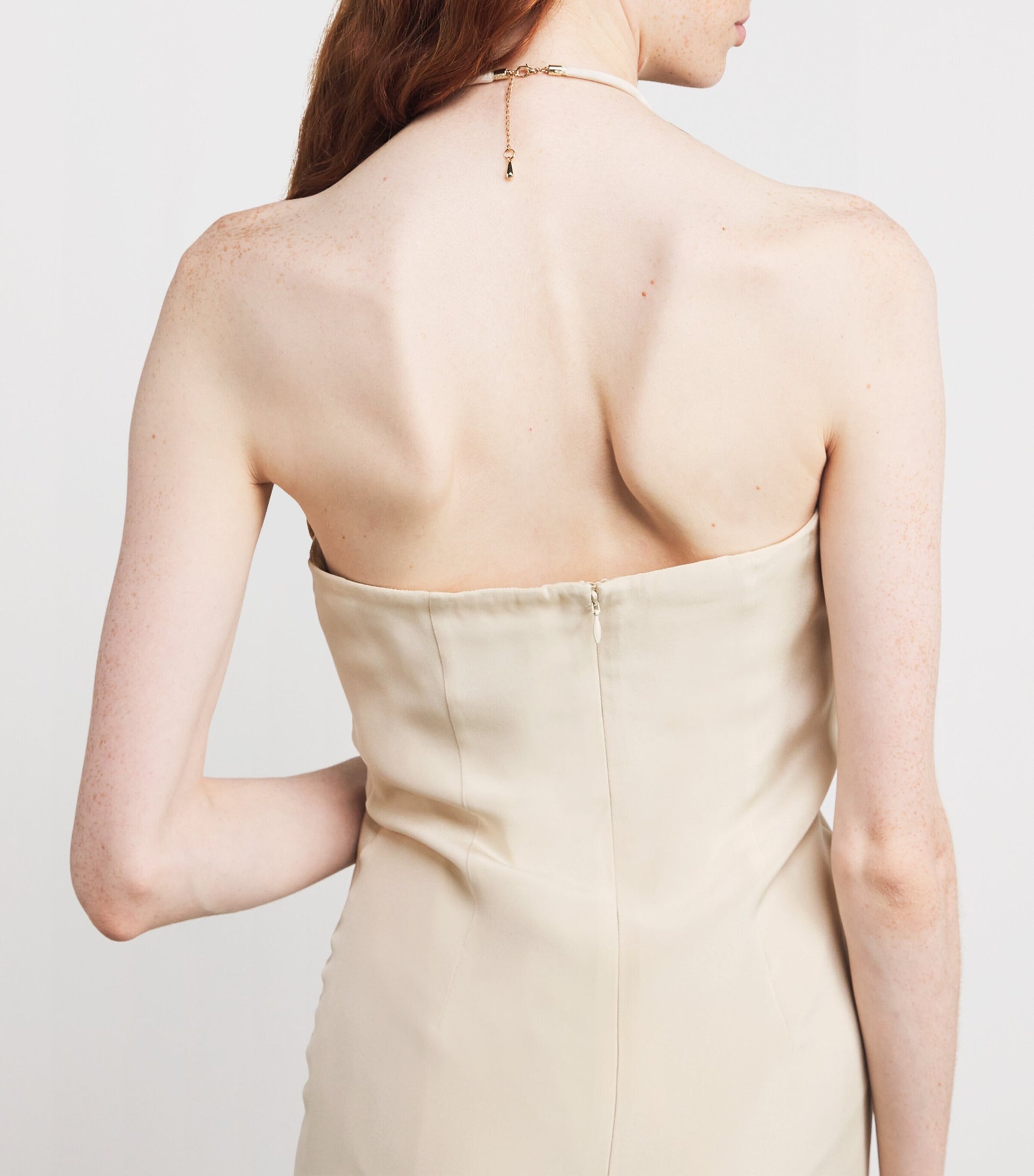 Silk Embellished Halterneck Maxi Dress CHAMPAGNE