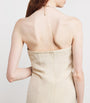 Roland Mouret Ivory Silk Embellished Halterneck Maxi Dress