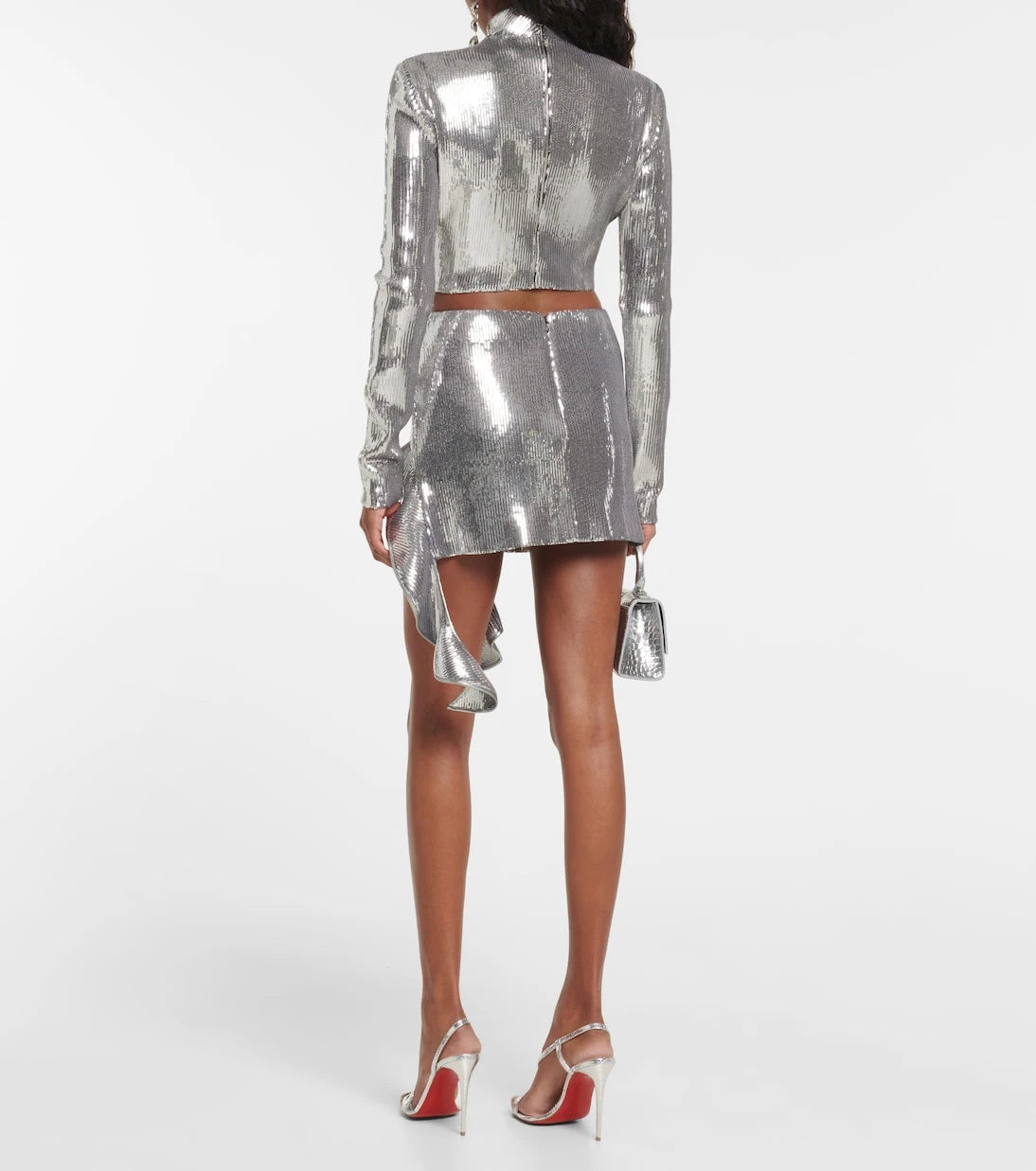 David Koma - Sequined mockneck crop top