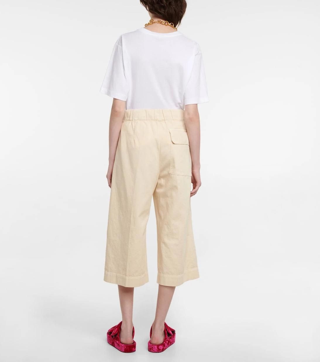 Dries Van Noten - Cotton wide-leg high-rise cropped pants