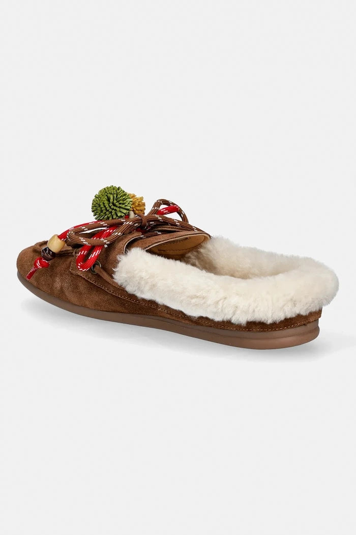 Велурени чехли Nokwol Coco Fur Tan Suede