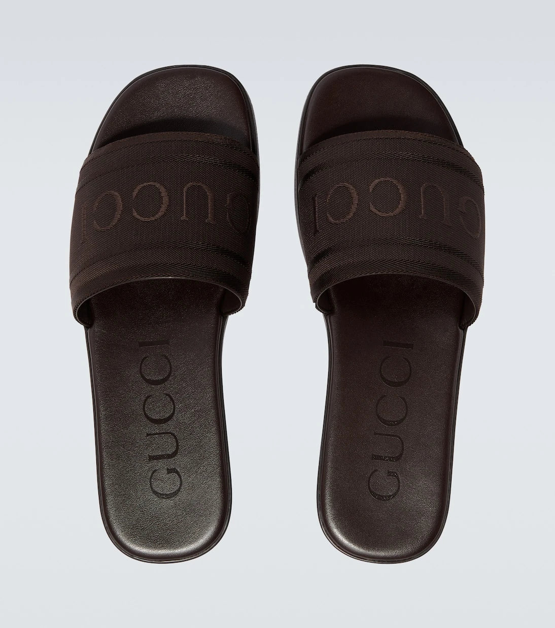 Gucci - Logo canvas and leather slides