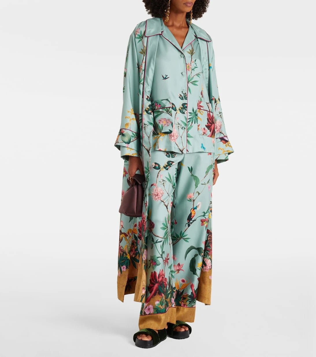 La DoubleJ - Midnight floral silk wrap dress