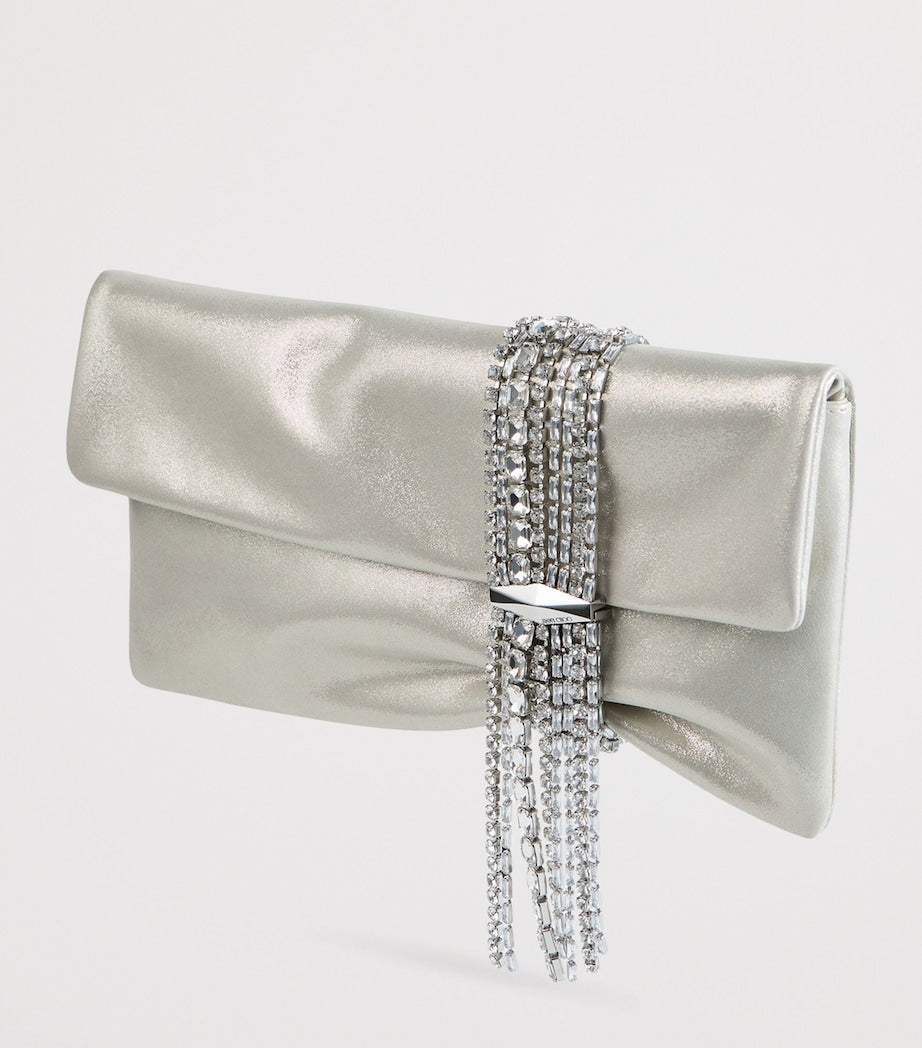 Jimmy Choo Gold Zandra Leather Embellished Clutch Bag