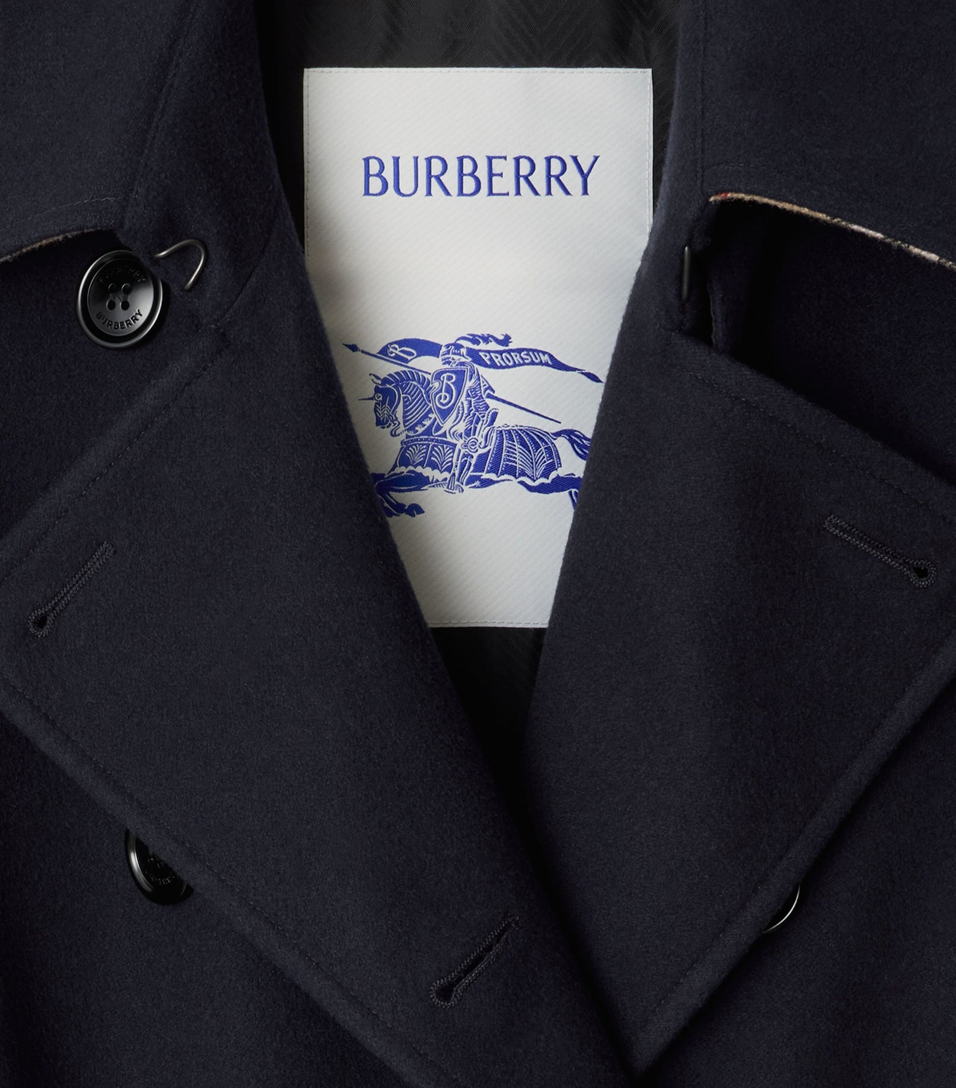 Burberry Navy Cashmere Long Kensington Heritage Trench Coat