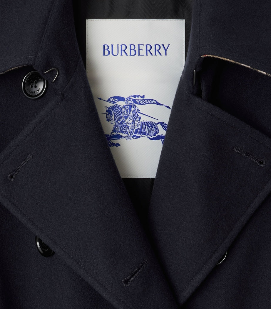 Burberry Navy Cashmere Long Kensington Heritage Trench Coat