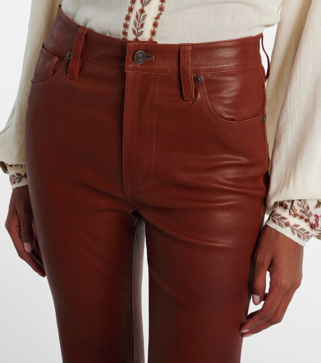 Frame - Reboot Crop leather bootcut pants