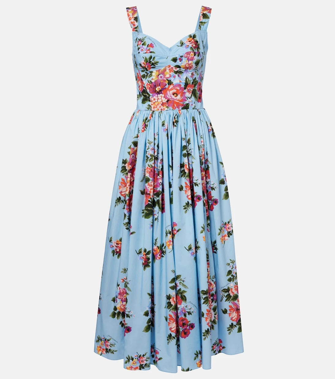 Dolce&Gabbana - Floral cotton bustier dress