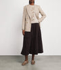 Max Mara Beige Wool-Cashmere Cable-Knit Lace Sweater