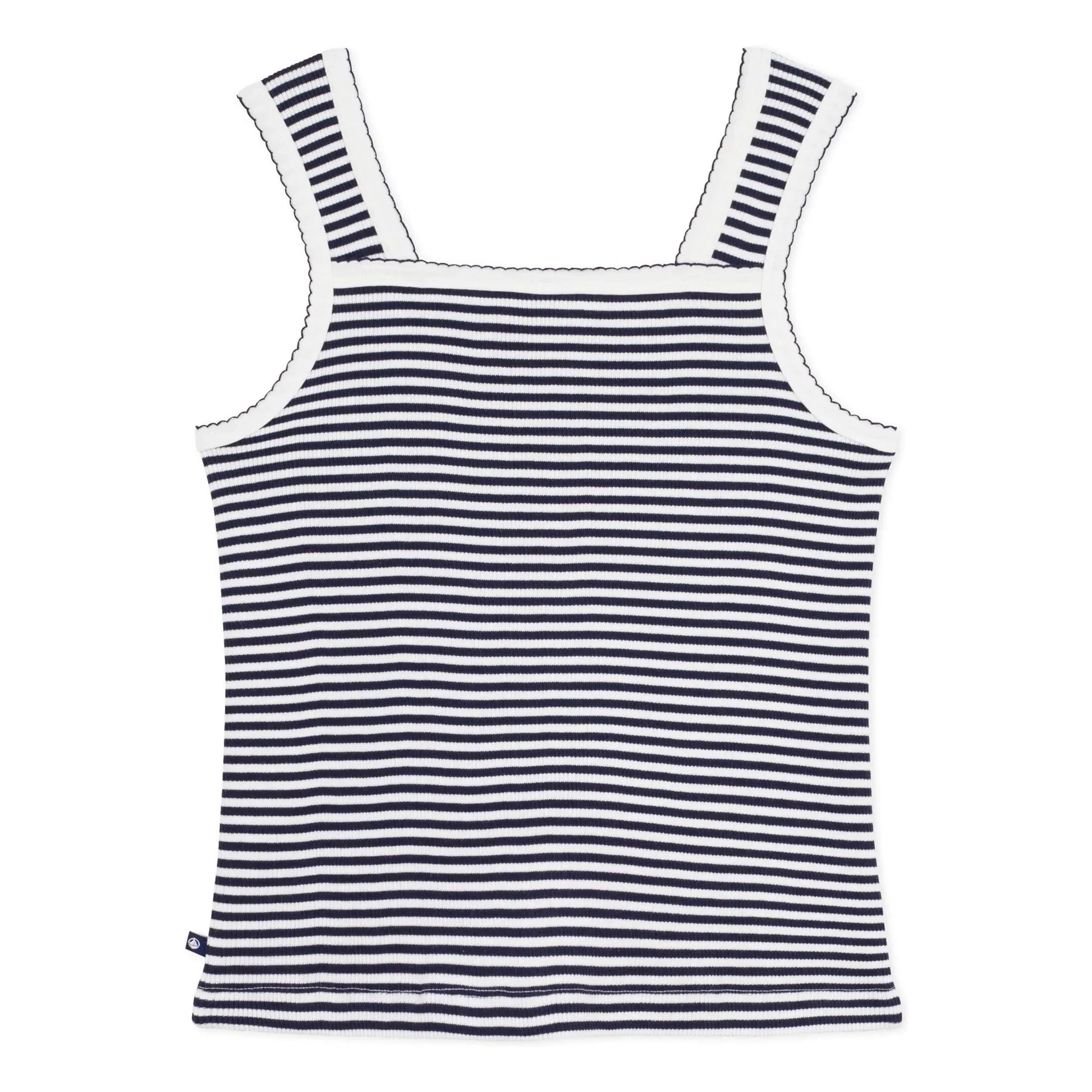 Petit Bateau - Striped Rib Tank Top | Navy blue