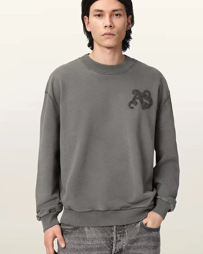 AllSaints erkek pamuklu oversize sweatshirt INSIGNIA