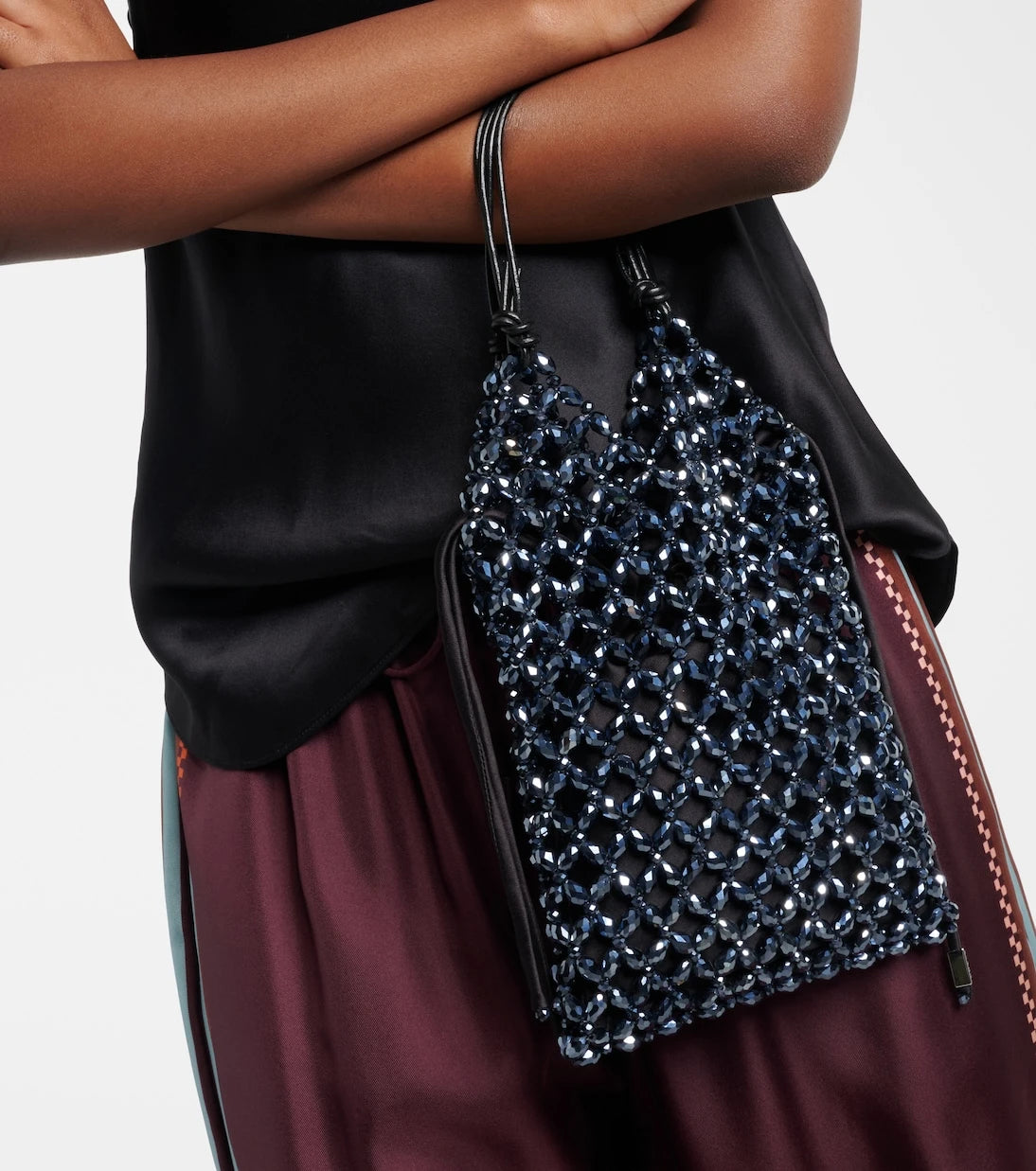 Staud - Karla beaded top-handle bag