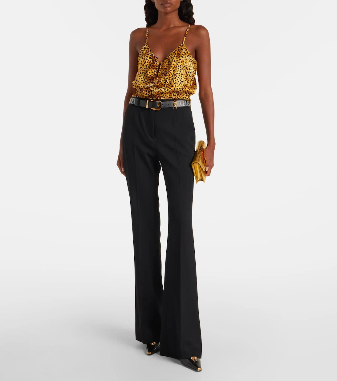 Versace - Leopard-print silk satin bodysuit