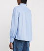 Blue Cotton-Blend Corduroy Blouse