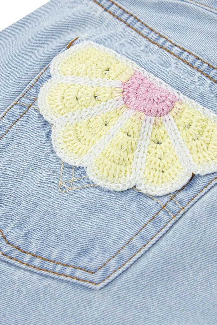 Levi's çocuk denim kısa şort CROCHET APPLIQUE A LINE SH